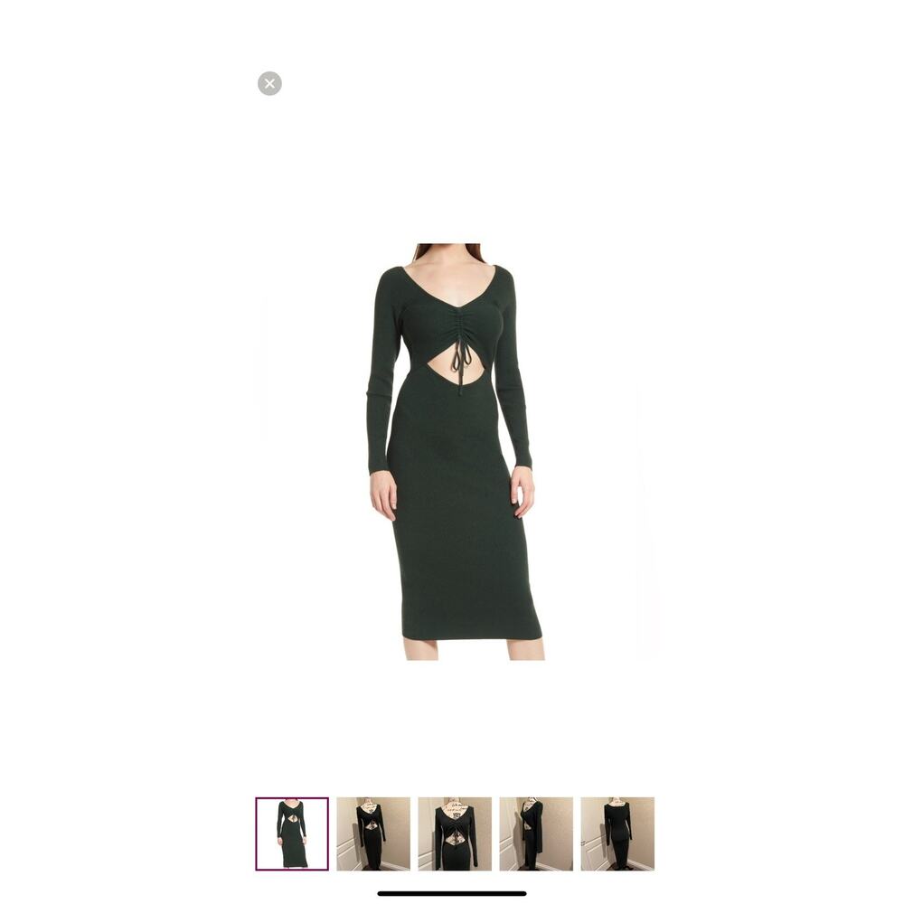 NWT All In Favor Ribbed Cutout Midi Dress - Pine Green (XS)